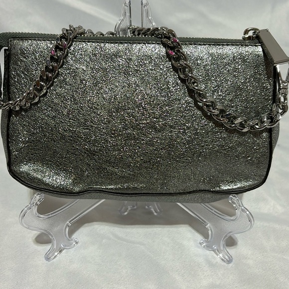 Michael Kors Mini Silver Metallic Pouchette Bag - Picture 3 of 11